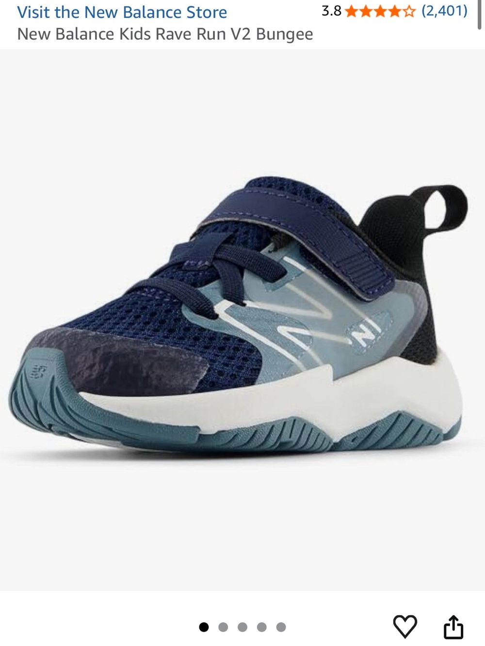 NWT New Balance Kids Rave Run V2 Bungee (11.5W)